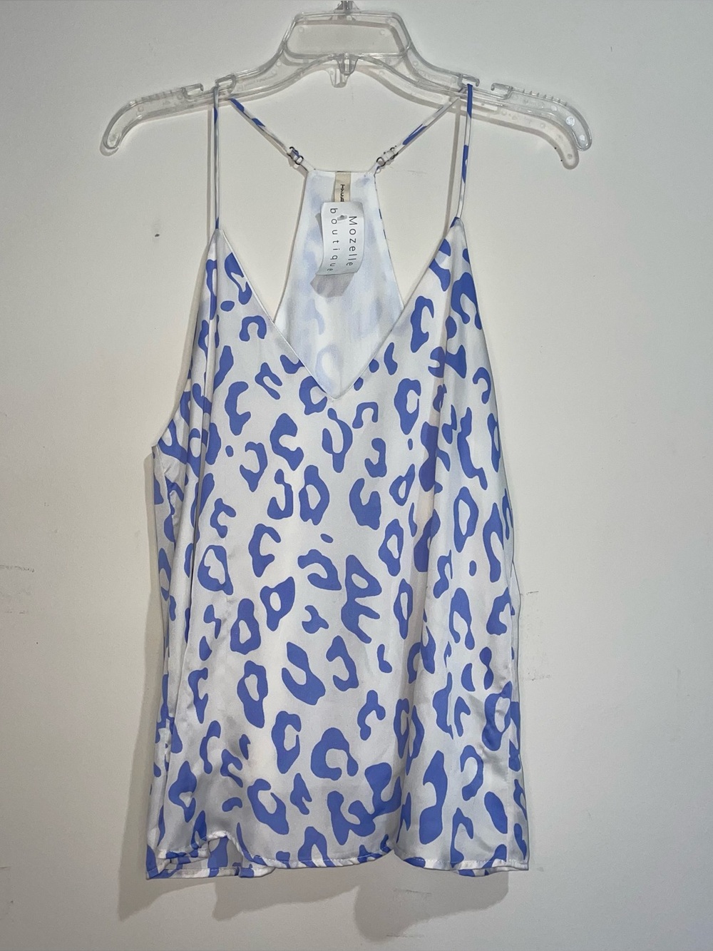 Tyche Mozelle Boutique Blue Cheetah Print Adjustable Strap S Tank Top NWT